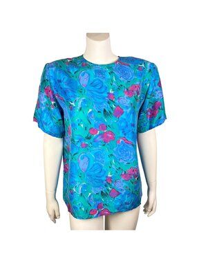 Vintage Sophisticates by Jonathan Martin Floral Silk Blouse Womens M